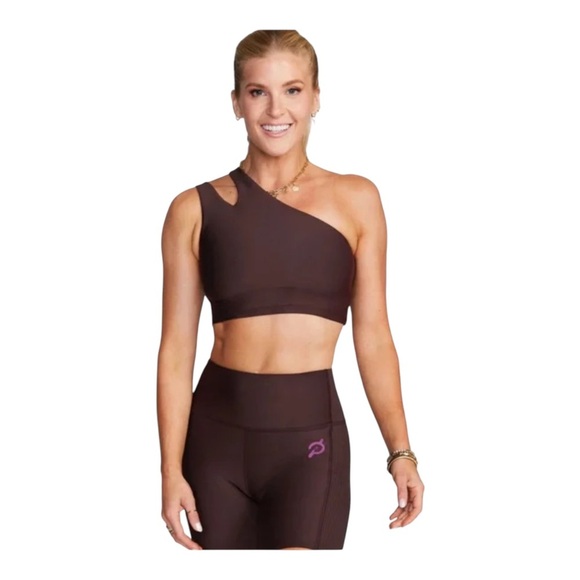 Peloton Show Up Side to Side Brown Logo Sports Bra Women’s Size Large - Picture 2 of 9